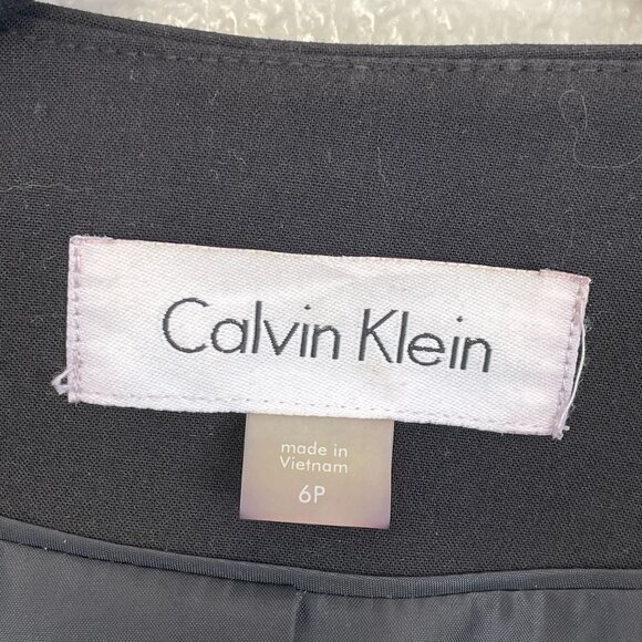 Calvin Klein Womens 6 Petite Black Open Front Long Sleeve Blazer Jacket - Picture 5 of 11